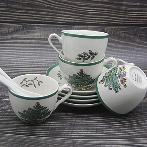 asztali Készlet 4 karácsonyfa Tea Csésze Csészealj, Kanál Karácsonyi tea csésze Kávét a Csésze Csészealj