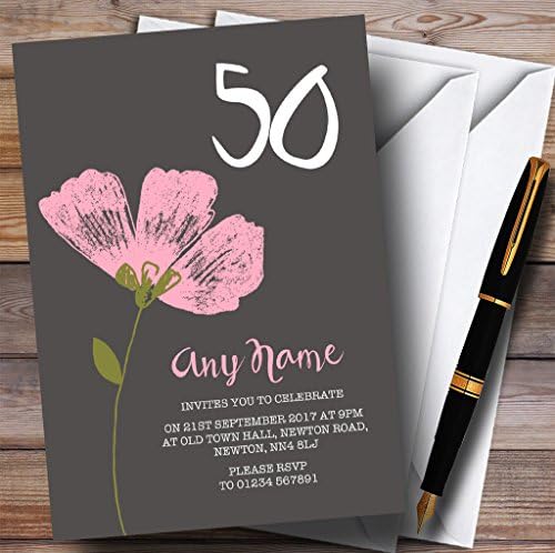 A Kártya Állatkert Rózsaszín Akvarell Virág 50 Személyre szabott Szülinapi Meghívókat